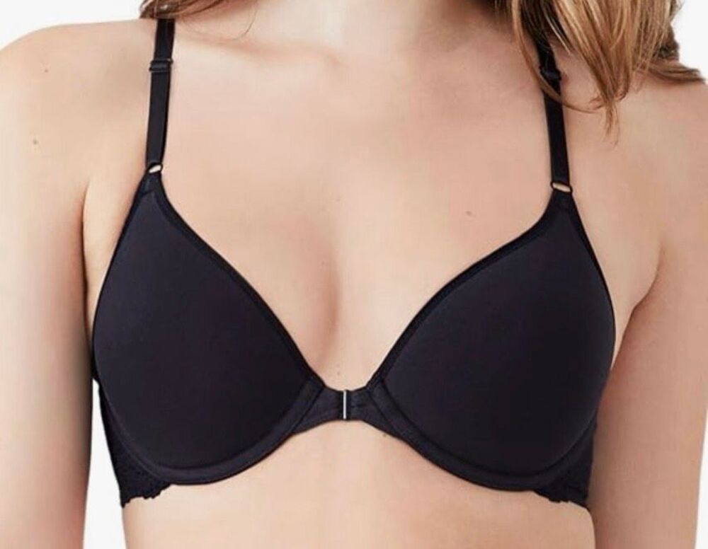 b.tempt'd by Wacoal Inspired Eyelet Front Close Racerback T-Shirt Bra Night Blac